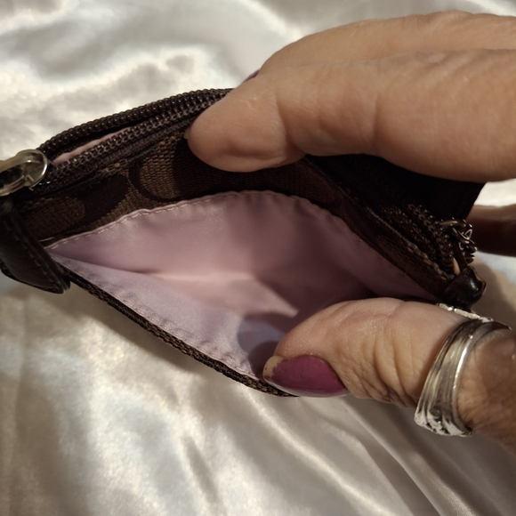 Coach Brown Monogram Key Card Pouch - Picture 7 of 8